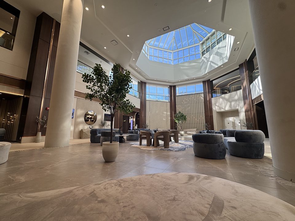 The atrium under its skylight