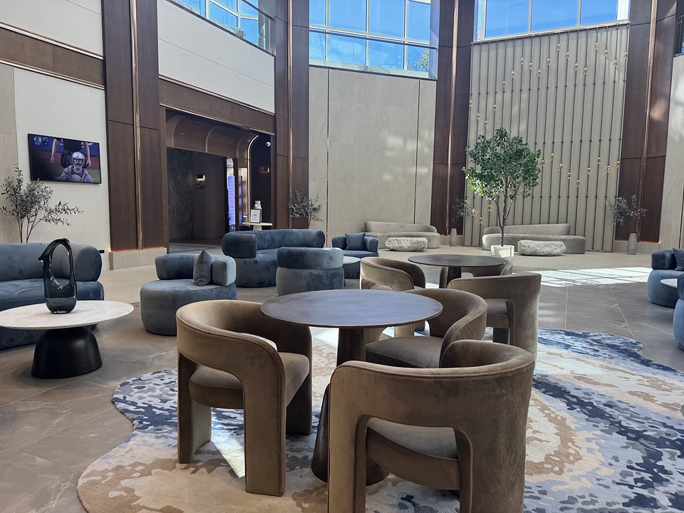 Seating around the lobby rug