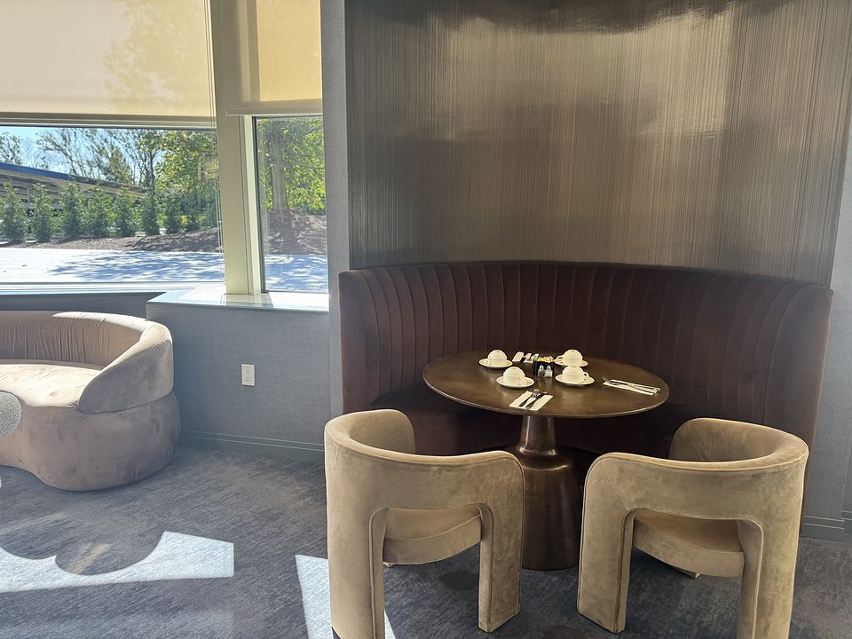 A booth by the window at Low Tide