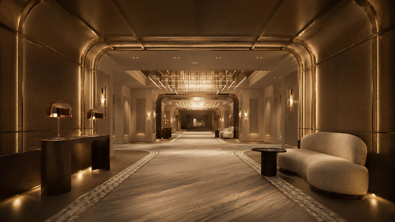 A corporate dinner in warm light