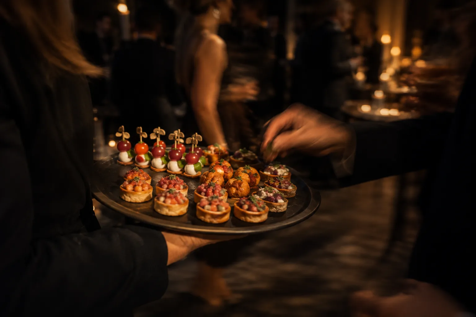 passed hors d'oeuvres at a reception