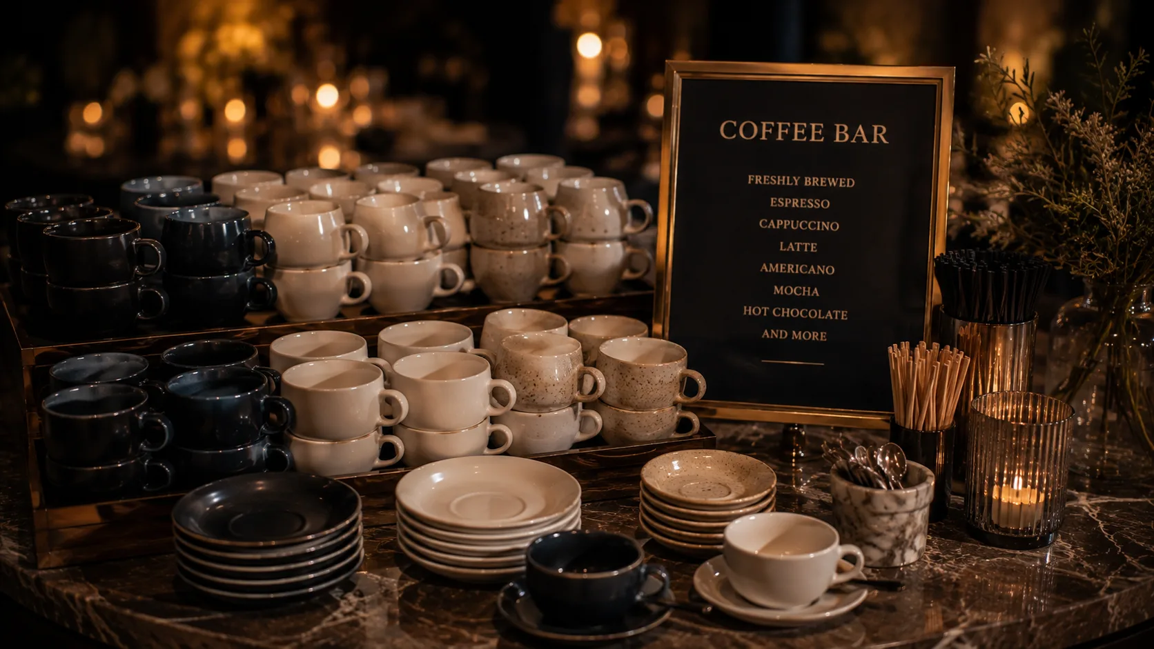 coffee service with liqueurs
