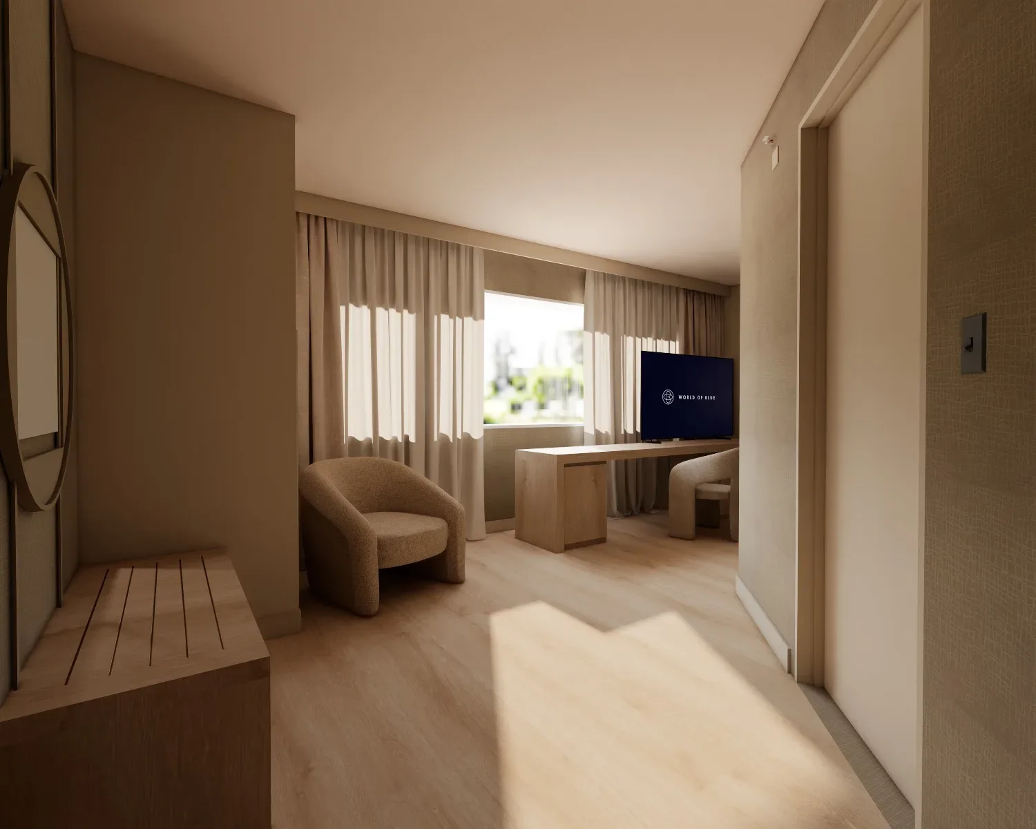 panoramic corner room photo, wide